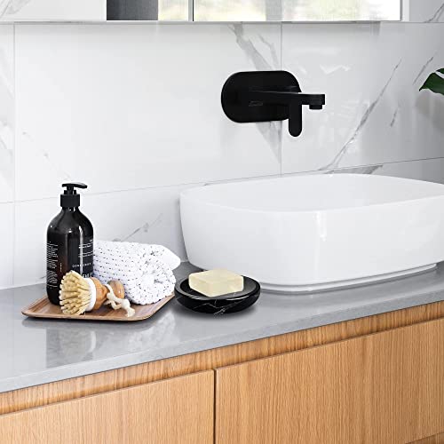 Worhe Soap Dish True Natural Marble Holder For Bathroom Tub Shower Kitchen Sink Handcraft Nero Marquina Marble Round Soap Gift For Christmas Birthday Anniversary Tray Case Color Black (Dl007) #TOP5