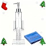 Clear Acrylic Nutcracker Soap Dispenser, Christmas Holiday Bathroom & Kitchen Decor, Refillable Hand Soap Dispenser with Easy-Fill Wide Neck, Festive Gift - Free Handkerchief Included