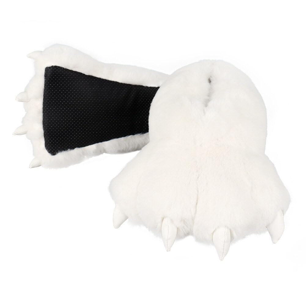 Pantoufles En Forme De Pattes D'animaux En Peluche - Chaussons Chauds Pour Homme - Antidérapants - Cadeau Drôle Pour Halloween Ou Noël
