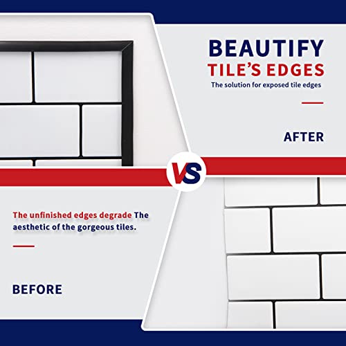 Art3dwallpanels 9 meter schwarz Abziehen und Aufkleben für Fliesenkanten selbstklebend flexibler Besatz für Eckdekoration