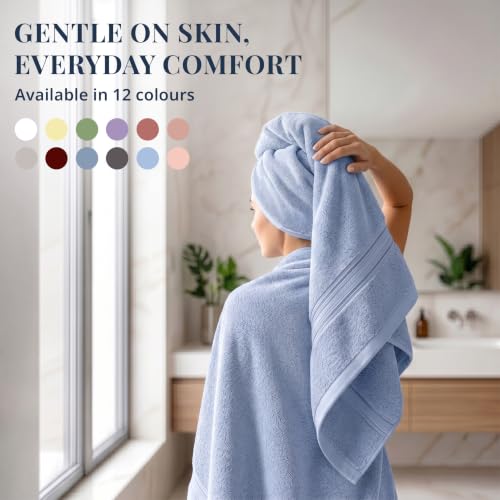 Image of LANE LINEN Luxury Bath Towels Set - 1 Piece, 100% Cotton Bathroom Towels, Zero Twist, Quick Dry Absorbent Bath Towel, Super Soft Gym Towel - Light Blue