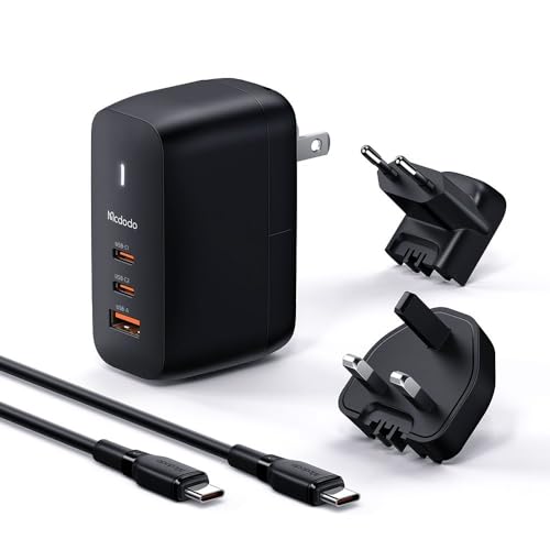 Cargador Rápido y Versátil con Enchufe Universal y Cable USB C Negro de Mcdodo