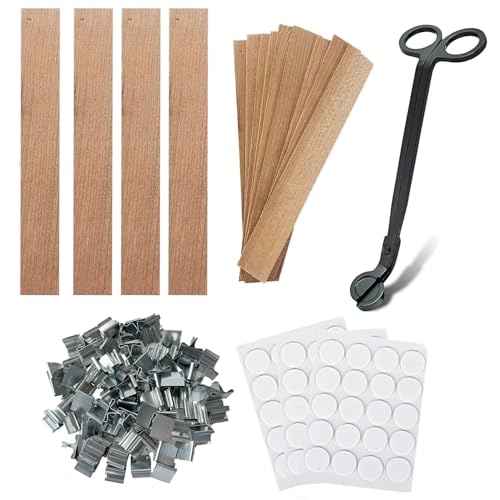 100 PCS Wooden Candle Wicks & Wick Trimmer Wood Candle Wicks 5.1 ...