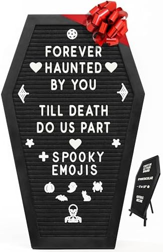 Coffin Letter Board Black +3D Bat Stickers +650 Characters, Spook...
