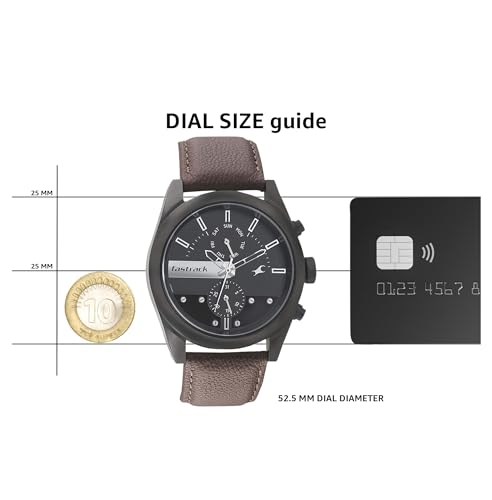 Fastrack Men All Nighters Quartz Multifunction Black Dial Leather Strap Watch for Guys-NS3165NL01 - Image 2