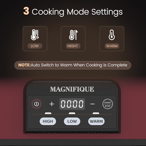 4 Quart Casserole Programmable Slow Cooker with Ceramic Baking Dish - Perfect Kitchen Small Appliance for Family Dinners, Oven Safe and Durable Bakeware for Lasagna, Roasts, Red by INDY VAC - Image 5