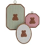 Novabright 3 Pack Handmade Vintage Teddy Bear Wall Art Nursery Canvas Print, Cute Teddy Bear Room Decor for Baby Shower Favor Bedroom Decor