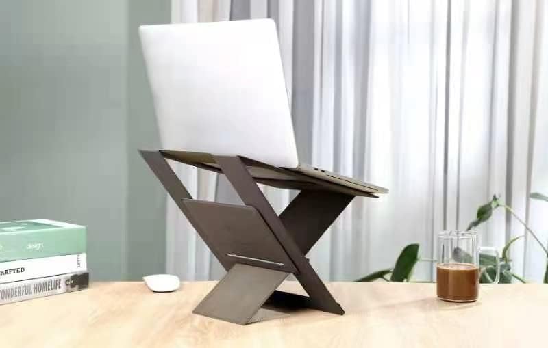 Miniatura 4 de DesignNest Escritorio plegable de pie, soporte delgado para laptop, reutilizable, ajustable, duradero, fácil de instalar, ángulos de visión cómodos,
