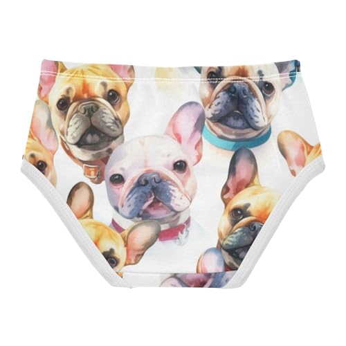 Watercolor French Bulldog Puppy Panties for Girl Toddler Girls Underwear Cotton Animal Briefs Kids Undies 2t2