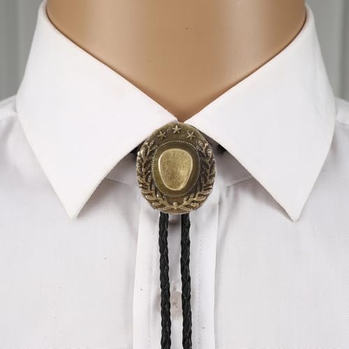 Image of Joxevyia Bolo Tie for Men Vintage Cow Skull Leather Rope Western Cowboy Necktie Vintage Bola Tie Gift for Him