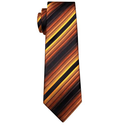 Image of Barry.Wang Tie Sets for Men Silk Stripe Necktie Woven Checkered Handkerchief Cufflinks Formal Business Wedding
