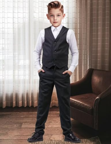 Boys' Formal Suit Vest Kids Vest with Adjustable Back Strap Boys Dress Vest Waistcoat4