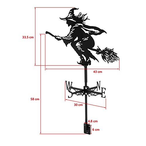 Dyna-Living Wetterhahn Windfahne Weather Hexe Weather Vane Metall Hexe Weathervane Retro Wind Vane Mini Hexe Wetterfahne fur Wind Direction Indicator und Roof Decoration