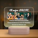 Lámpara Personalizada con Fotos y Texto – Regalo para Profesor – Luz LED con Placa de Metacrilato – Detalle de Fin de Curso, Agradecimiento, Regalo Original para Maestro (PROFESOR)