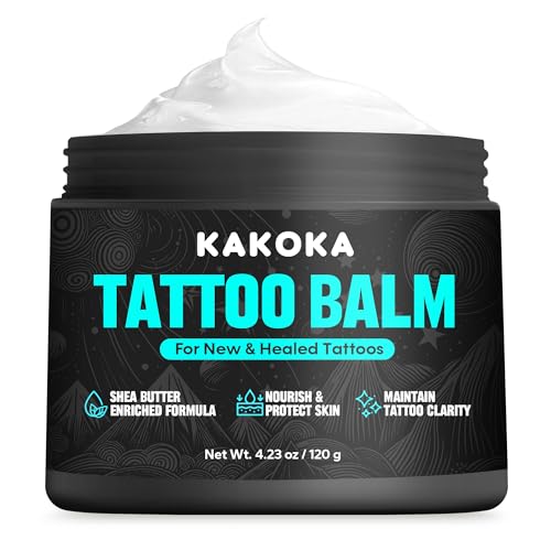 Kakoka Tattoo Aftercare Balm (4.23 oz), Tattoo Balm, Natural Shea Butter Formula Tattoo Lotion,...