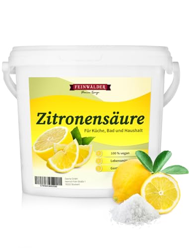 Feinwälder® Premium Zitronensäure Pulver 5 kg in Lebensmittelqualität (E330) für Küche und Haushalt/natürlicher Kalkentferner und Reinigungsmittel/Limonaden, Fruchtsäfte und zum Backen