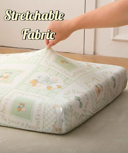 Image of SDY Jersey Floral Crib Sheets for Baby Boys and Girls,52 inchx28 inchx8,2 Pack,Neutral Green Flower Standard Oval /Retangle Crib Mattress Sheets for Toddler,Super Soft Breathable