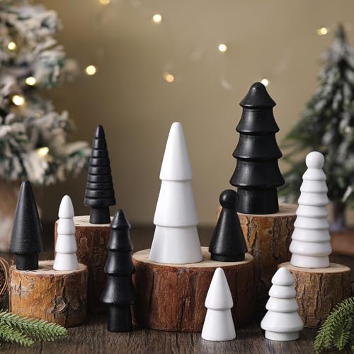 Roowest 10 Pcs Mini Wooden Christmas Tree Wood Christmas Tree Small...