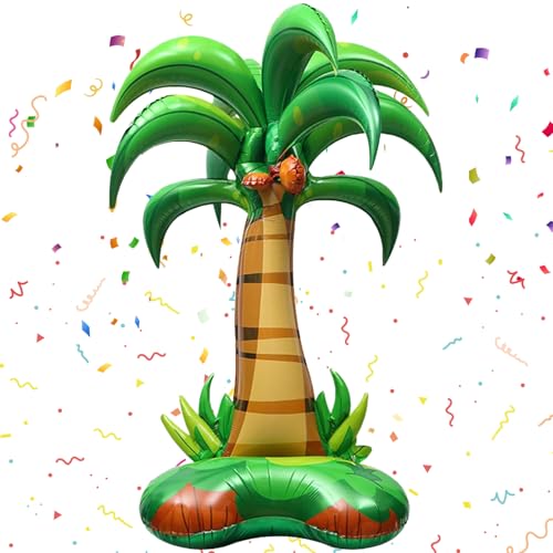 Huahuanghui Aufblasbare Palme,Hawaii Deko Kokosnuss Palme Ballons Stehend,Dekopalme zum Aufblasen,125 * 87 cm,für Strand Tropisch, Sommer Party Deko,Poolparty,Strandaktivitäten