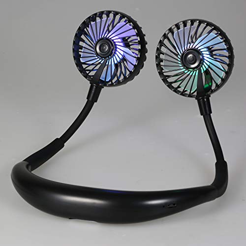 Ajcoflt Ventilador de pescoço Portátil USB Recarregável LED Design de Ventilador Ventilador Pessoal