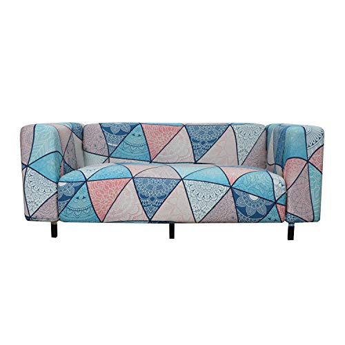 Image of House of Quirk Polyester Blend Universal Big Elasticity Flexible Stretch Triple Seater Prism Mandala Print Couch /Sofa Cover Slipcover (Multicolour, 185-230cm)