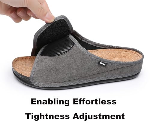 Git-up Women’s Adjustable Cork Slippers with Magic Strap, Non Slip Flat Sandals All Season, Arch Support Sandals for Indoor Outdoor Comfort3