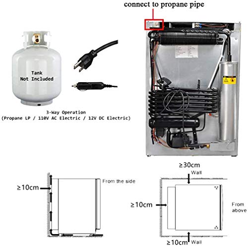 Smeta Propane Refrigerator With Freezer 3-Ways Camper Fridge Outdoor Refrigerator For Patio 12V/110V/Gas Lpg, No Noise, Fridge For Rv Garage, Single Door, 3.5 Cu.ft, White #TOP6