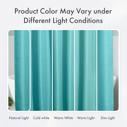 Image of AmazerBath Teal Shower Curtain Waffle Textured, Turquoise Shower Curtains for Bathroom, Thick Fabric Heavy Duty 240GSM, Hotel Quality Bathroom Shower Curtains, Premium Polyester, 72 x 72 Inches