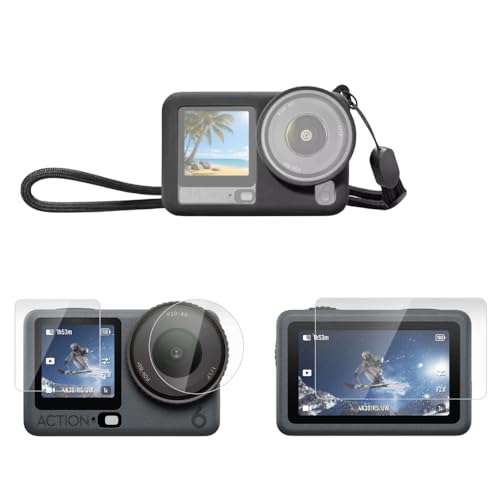 Image of Yantralay Combo Kit for D JI OS MO Action 6 Camera with Silicone Rubber Case & Set of 2 Tempered Glass | Complete Protection Kit for D JI Os mo Action 6 | Action 6 Accessories