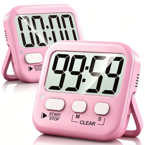 Antonki 2 Pack Digital Timer for Kids, Magnetic Countdown Kitchen Timers for Cooking, Egg, Classroom, Teacher, Exercise, Study, Oven - Battery Included