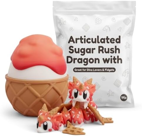 Articulated Sugar Rush Dragon Figurine - Colorful Dessert-Themed Collectible for Unique Desk Decor and Gift - 3D Printed in Canada image 3
