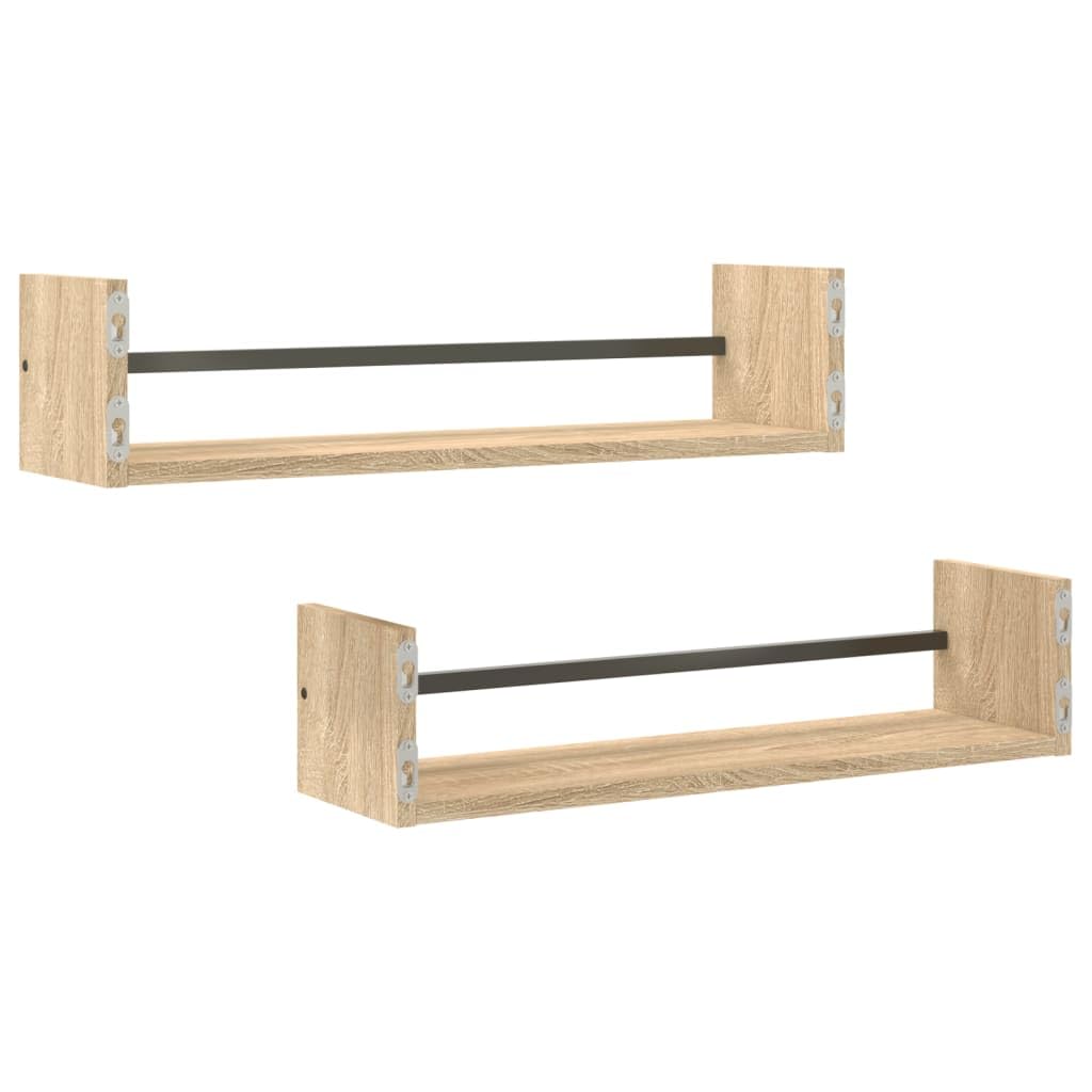 Set di 2 mensole da parete in rovere Sonoma, 60 x 16 x 14 cm, mensole galleggianti in legno, salvaspazio, per soggiorno, cucina, corridoio, decorazione moderna per la casa