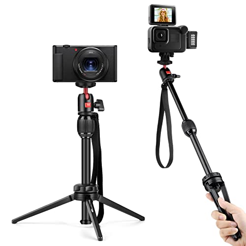 Mini Tripod for Camera, Aluminum Travel Camera Tripod Tabletop for Video Recording Vlogging, Selfie Stick, Compatible with Sony ZV-1 A7C A7R IV RX100 VII M7 Canon EOS M50 M6 Panasonic