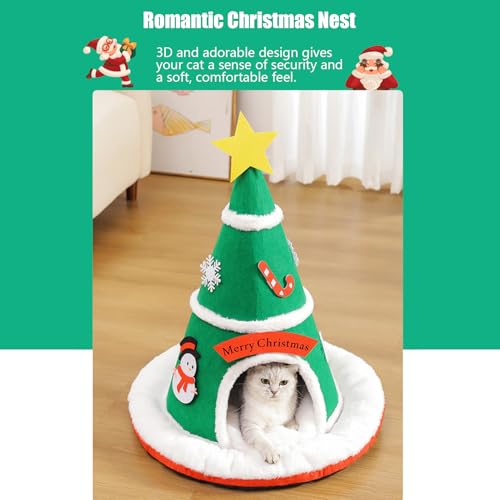 Maison pour chat d'intérieur lit caverne thermique arbre de Noël pour chiot