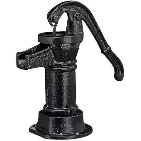 TRY-YEAN Antique Pitcher Hand Water Pump Cast Iron Black Hand Well Pump 25ft Maximum lift Manual Water Transfer Pump Boost Fountain for Outdoor, Yard, Pond, Garden Decoration Kit Black Cover
