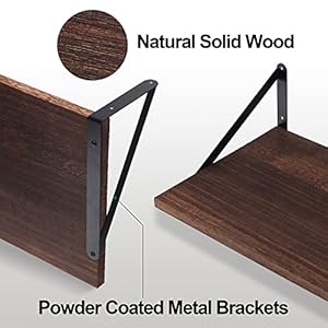 Marsmiles Floating Shelves 12 Inch Deep Rustic Wood Wall Mounted Shelves Set of 2 Wide and Large Floating Book Shelves for Wall Floating Wall Shelves for Bedroom Kitchen Living Room Rustic Brown