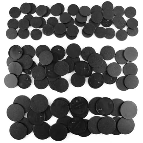 100PCS Miniature Bases with 120PCS Adhesive, 25mm 32mm 40mm Mix Black Round Plastic Model Bases for Gaming Miniatures or Wargames Boardgaming Table Games Cover