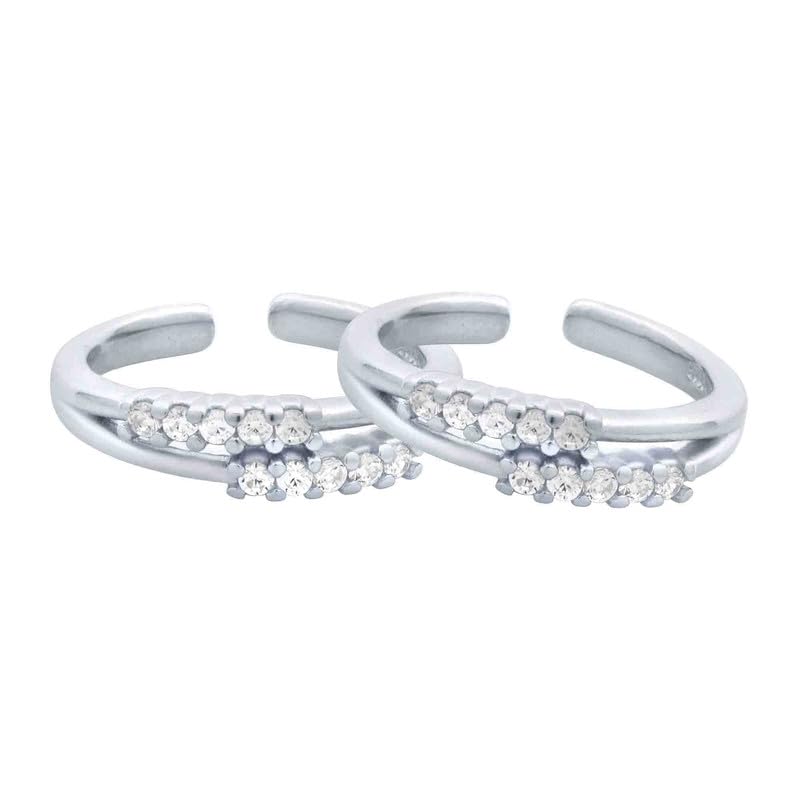 Silvio Jewels Double Line Diamond Toe Ring Chandi Bichiya Leg Finger Ring for Women and Girls with Certificate Of Authenticity and 925 Sterling Silver Stamp Certified Pure Silver Adjustable (B0D5RCSXWZ) Amazon Price History, Amazon Price Tracker