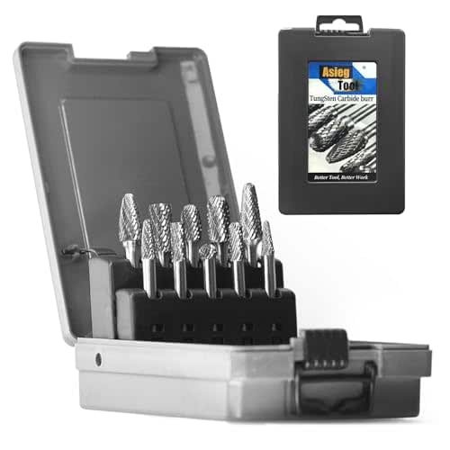 Carbide Burrs Set with 1/4''Shank Double Cut Solid Power Tools