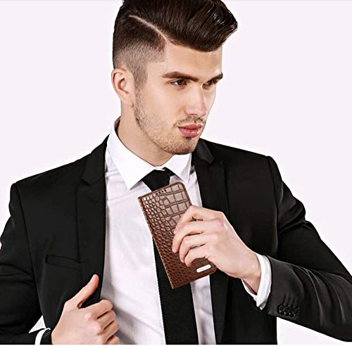 Coque iPhone 13 Pro Max rabat portefeuille cuir véritable marron