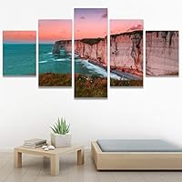 SIGNWIN 5 Panel Canvas Wall Art Modern Art Coastal Colorful Multicolor Photography Romantics Sunset for Home Decorations Ready to Hang - 60