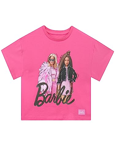 Barbie T-Shirt Girls | Pink Girls Summer Tops Boxy Tshirt for Girls | Ages 5-12 | Official Merch