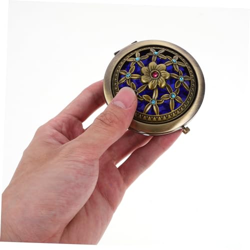 Espejo compacto de bolsillo plegable redondo doble faz miniatura 3