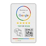 Google Review Sticker by TapFive - NFC Tap & QR Code Sticker for Business - Leave a Review Sticker - Zappy Card Fast for Instant Reviews - All Phones Compatible (1-Pack)