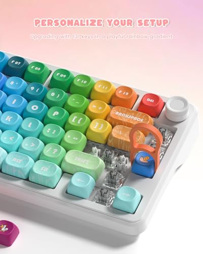 Image of MOA Profile PBT Keycaps, 131 Keys Dye-Sublimation Custom Keyboard Keycaps Cute Rainbow Key caps for Cherry Gateron MX Swithes Mechanical Keyboards