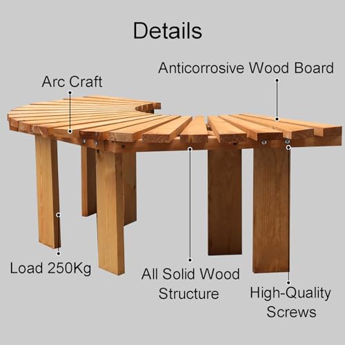 Banco de jardín semicircular de madera resistente a la intemperie para parque 2