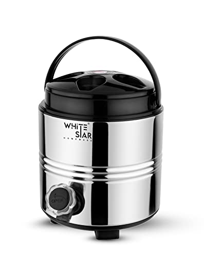 Image of WHITESTAR Stainless Steel Insulated Water Bottle /Jug for Traveling, Office, Kitchen I 3 Liters of Water Storage Container with Airtight Lid and Leak Proof Tap I Unbreakable & Durable