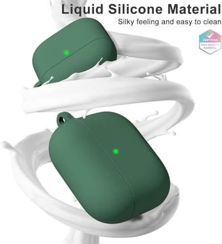 Image of Meyaar for Apple AirPods Pro 3 Case Cover with Keychain, Soft Skin Silicone Case Cover, Full Protective Case Cover Compatible with AirPods Pro (3rd Generation) Case 2025 (Green)