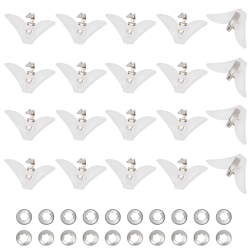 CHGCRAFT 20Pcs Bow Tie Clips Bowtie Hardware Fastener White Iron Clip-On Tie Clip with Plastic Fixed Collar Clips for DIY Bowtie Hardware Closure 54mmx30mm