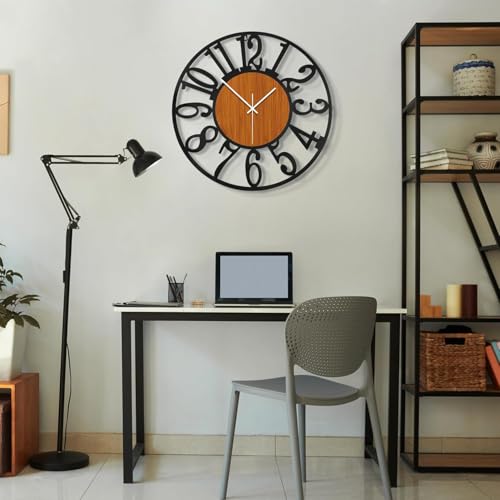 Image of PRAMUKH FASHION Wall Clock Stylish Metal Analog Wall Clock for Living Room, Bedroom, Office, Kitchen, Home and Hall | Antique Fancy Big Size Modern Wall Watch (ST-57, 14 INCH)